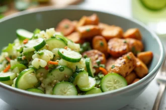 "Quick and flavorful cucumber salad with Asian flavors."