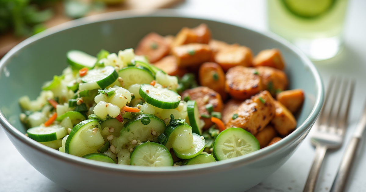 "Quick and flavorful cucumber salad with Asian flavors."